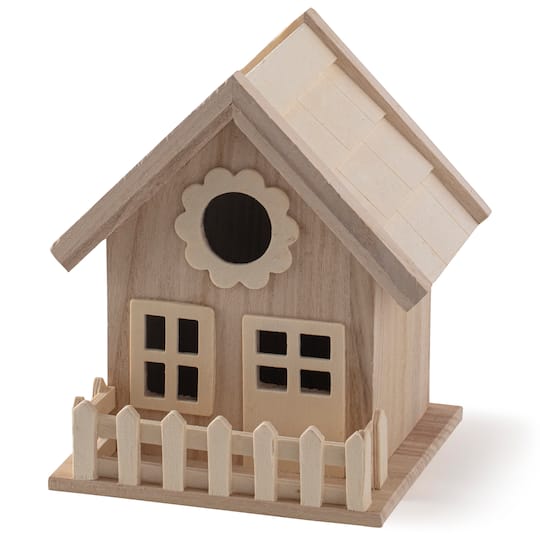 Wood Birdhouse With Fence By Artminds, Wooden Bird Houses Michaels